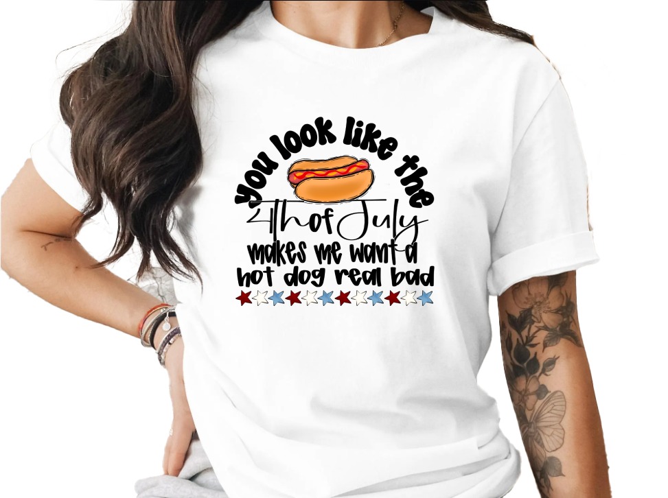 Funny 4th of July Hot Dog T-Shirt | Patriotic Summer Tee with Meme Quote | Independence Day BBQ Party Gift Shirt | Humorous Foodie Top