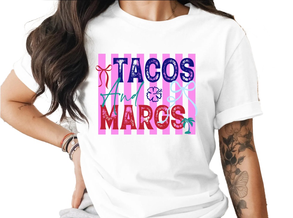 Tacos and Margs T-Shirt, Fun Margarita Drink Tee, Cinco de Mayo Party Shirt, Girls Trip Vacation Gift for Her
