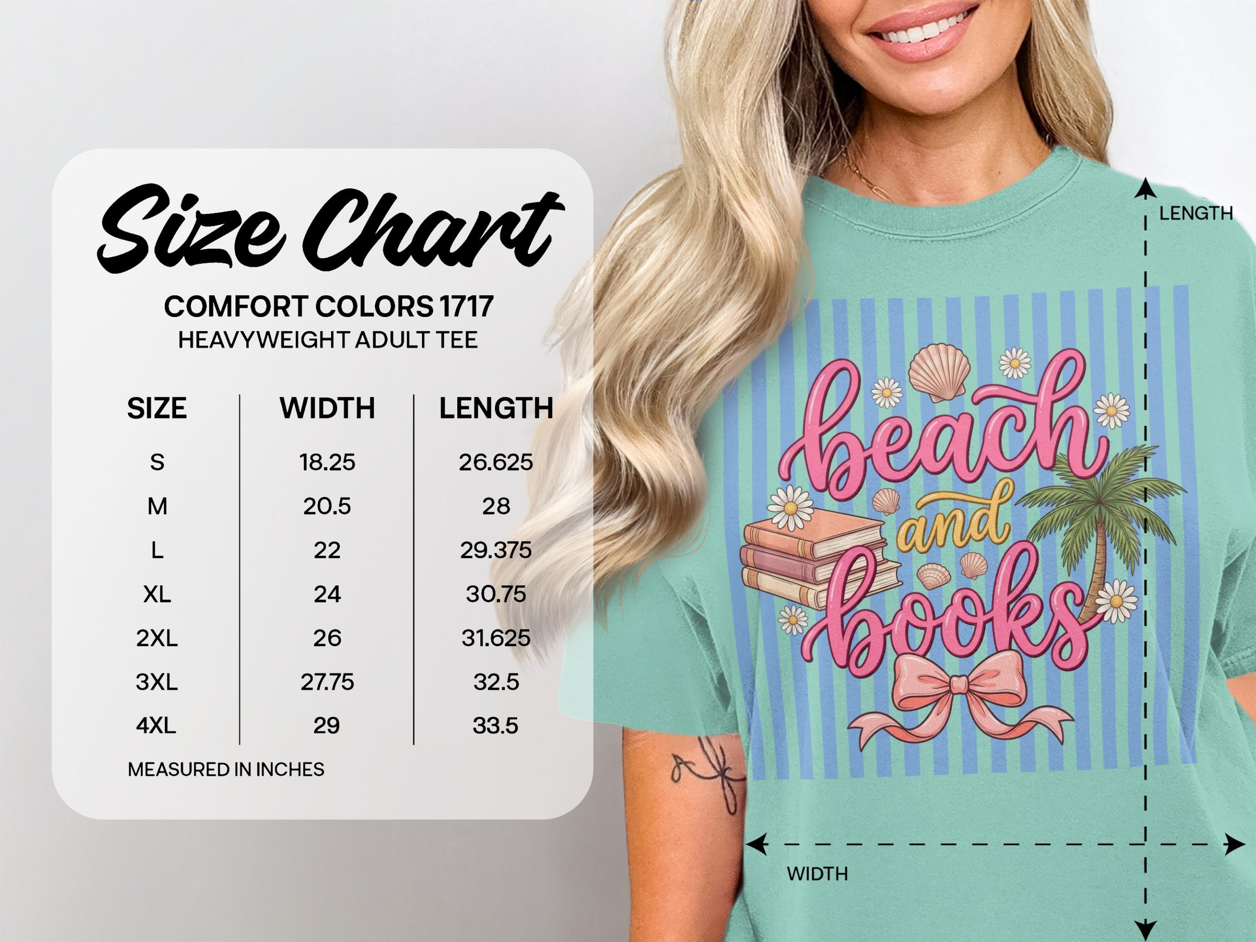 Beach and Books T-Shirt, Comfort Colors®, Book Lover Gift, Summer Reader Tee, Coastal Vacation Top, Bookworm Beachy Aesthetic Shirt - Image 4