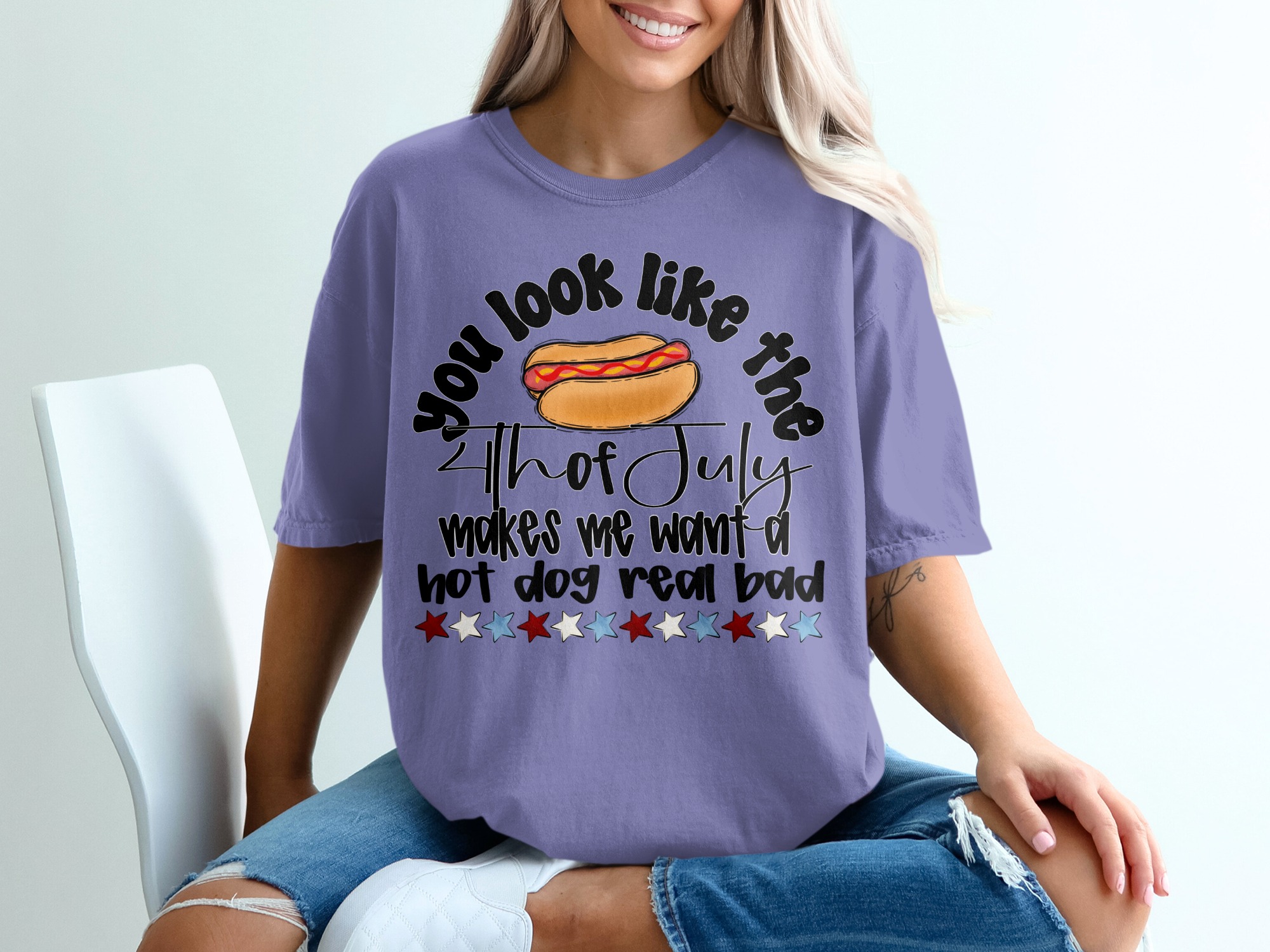 Funny 4th of July Hot Dog T-Shirt | Patriotic Summer Tee with Meme Quote | Independence Day BBQ Party Gift Shirt | Humorous Foodie Top - Image 13
