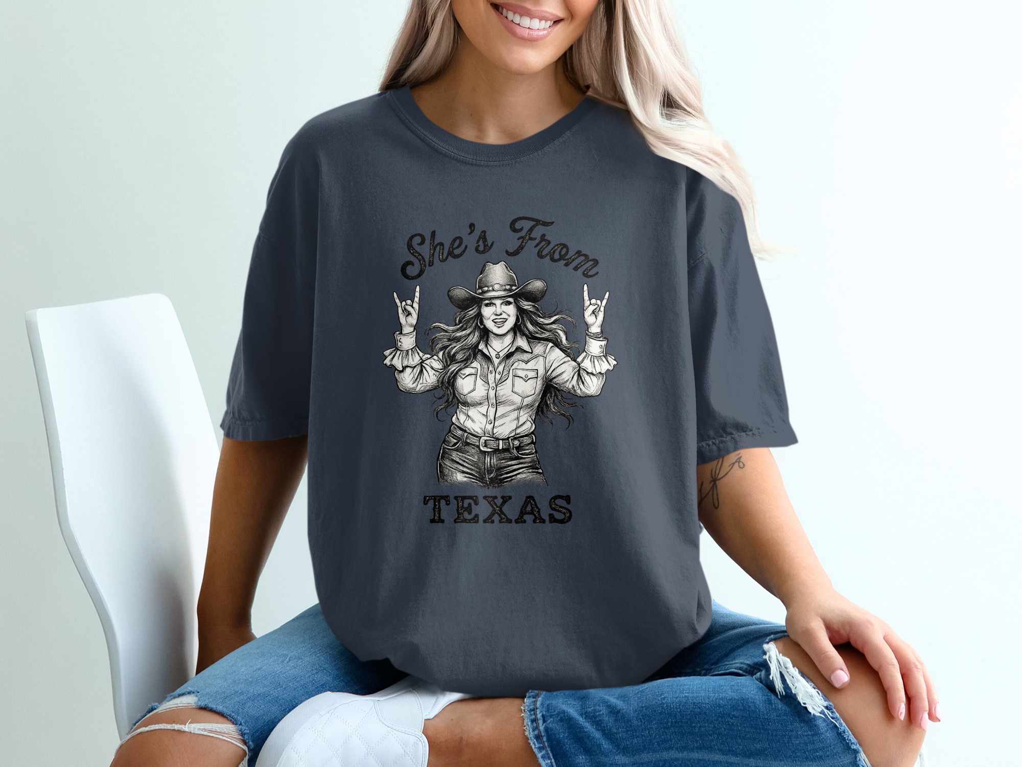 She's From Texas T-Shirt | Cowgirl Rock and Roll Tee | Southern Pride Gift for Her | Texas Girl Shirt | Nashville Concert Outfit | Rodeo - Image 12