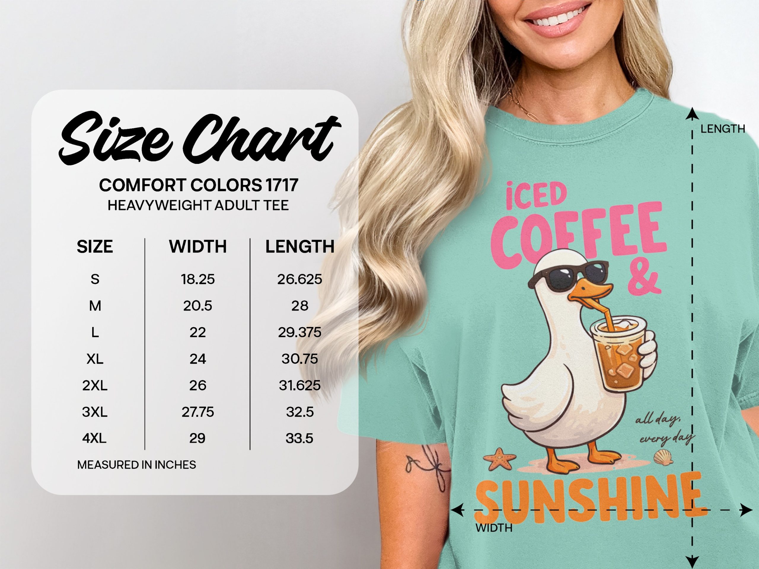 Iced Coffee & Sunshine Goose T-Shirt, Cute Summer Beach Vibe Coffee Lover Graphic Tee, Relaxed Vacation Gift Idea - Image 4