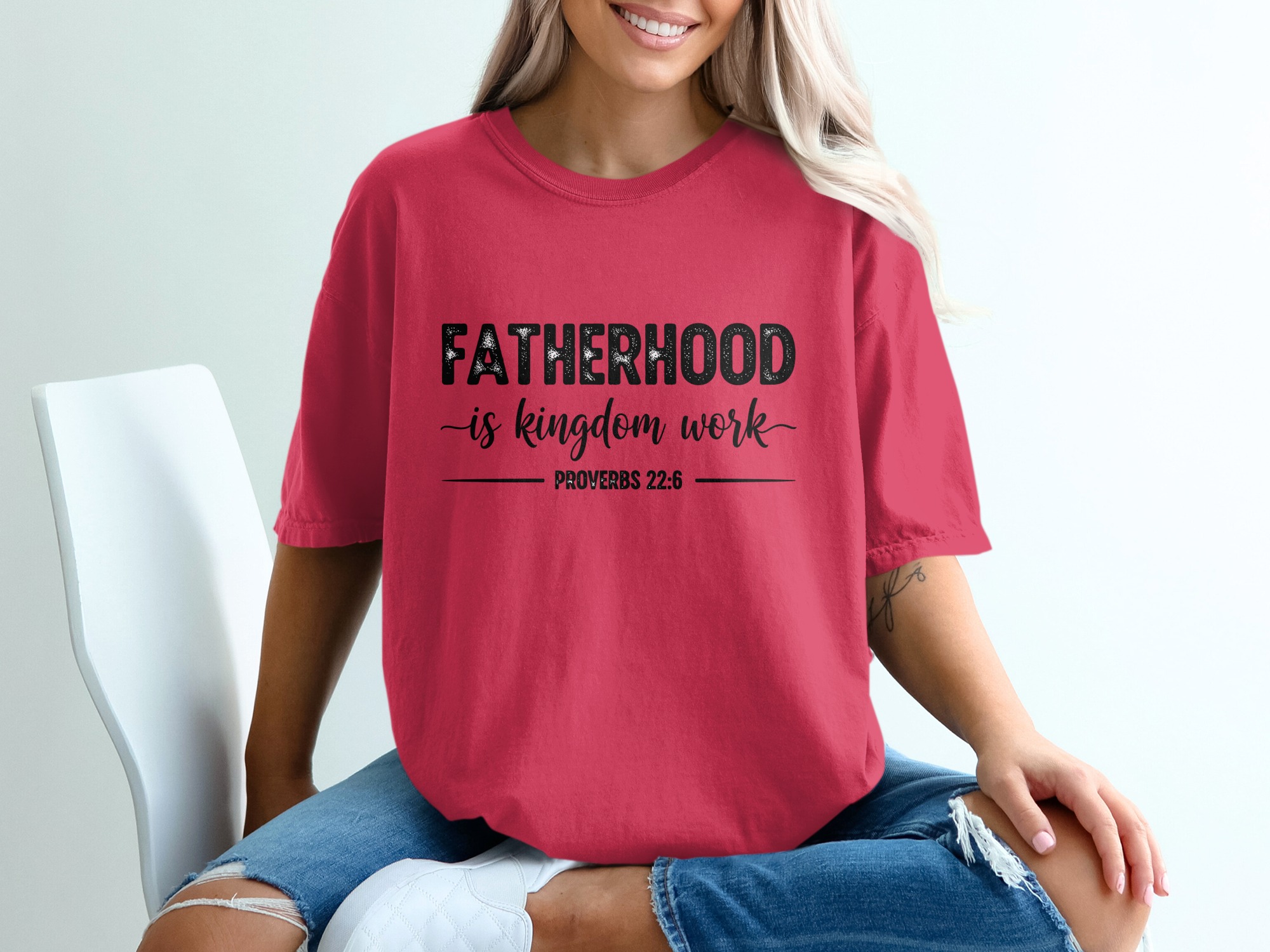 Comfort Colors® Fatherhood is Kingdom Work T-Shirt, Christian Dad Gift, Proverbs 22:6 Scripture Tee, Faith Apparel, Gift for Him, Father's - Image 14