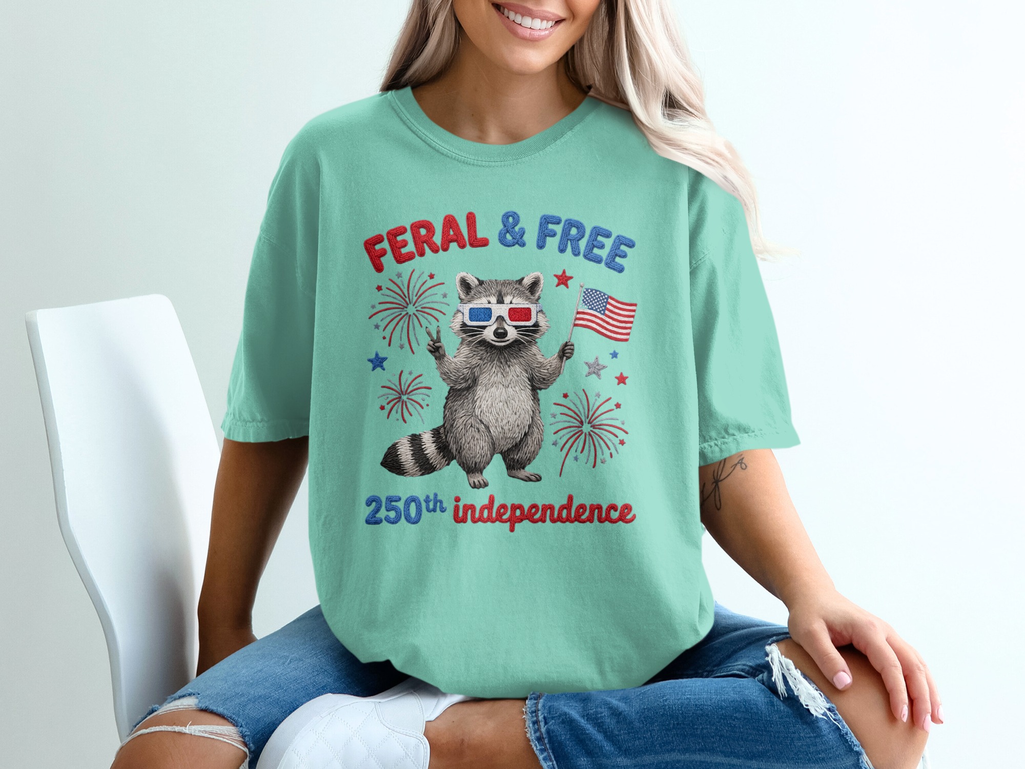 Feral and Free Raccoon T-Shirt, Funny 4th of July Tee, Patriotic Independence Day Shirt, USA Celebration Top - Image 10
