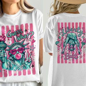 Pop Art Lady Liberty T-Shirt, Comfort Colors ® Bubblegum Statue of Liberty Tee, Retro Y2K Funny Patriotic Shirt, Heart Glasses Peace Sign