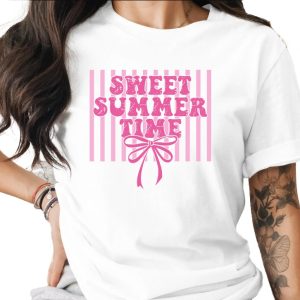 Sweet Summer Time T-Shirt, Retro Pink Vibe Tee, Y2K Aesthetic Vacation Top, Beach Trip Outfit Gift For Her