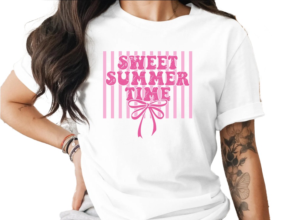 Sweet Summer Time T-Shirt, Retro Pink Vibe Tee, Y2K Aesthetic Vacation Top, Beach Trip Outfit Gift For Her