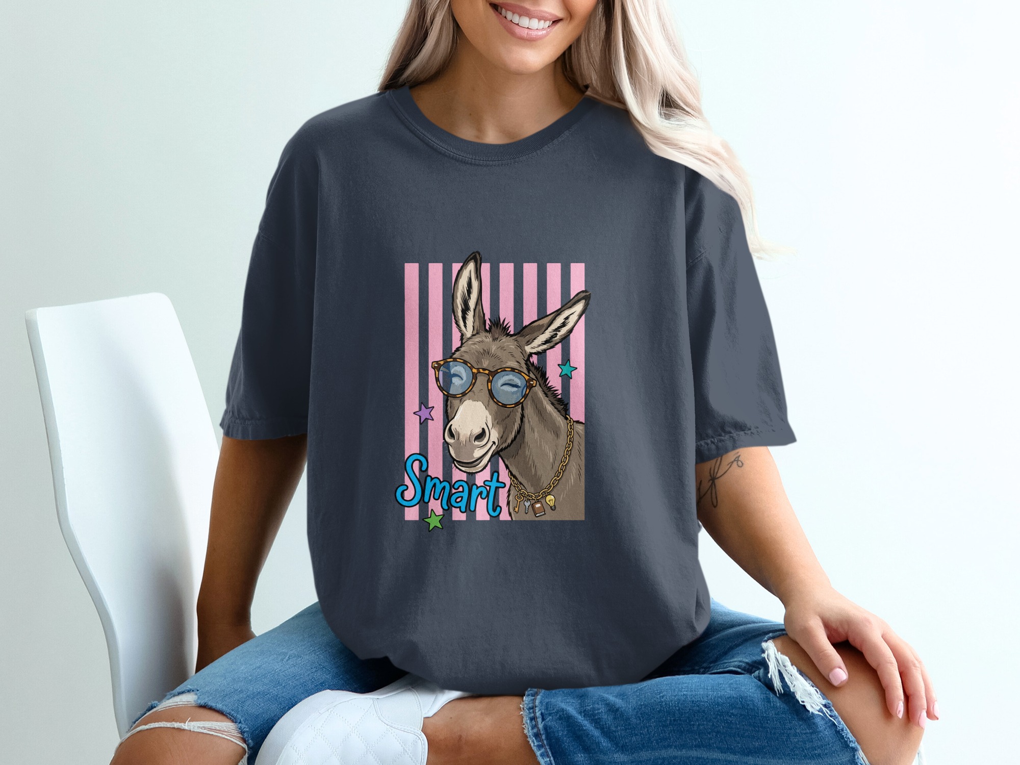 Comfort Colors® Smart Donkey T-Shirt, Funny Animal Tee, Cute Donkey with Glasses Shirt, Humorous Graphic Apparel, Quirky Gift Idea - Image 12