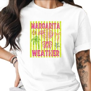 Margarita Weather T-Shirt, Tropical Vacation Beach Party Tee, Girls Trip Outfit, Bright Neon Summer Fun Shirt, Y2K Style Women's Top
