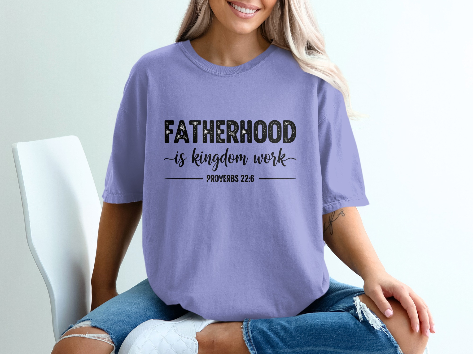 Comfort Colors® Fatherhood is Kingdom Work T-Shirt, Christian Dad Gift, Proverbs 22:6 Scripture Tee, Faith Apparel, Gift for Him, Father's - Image 18