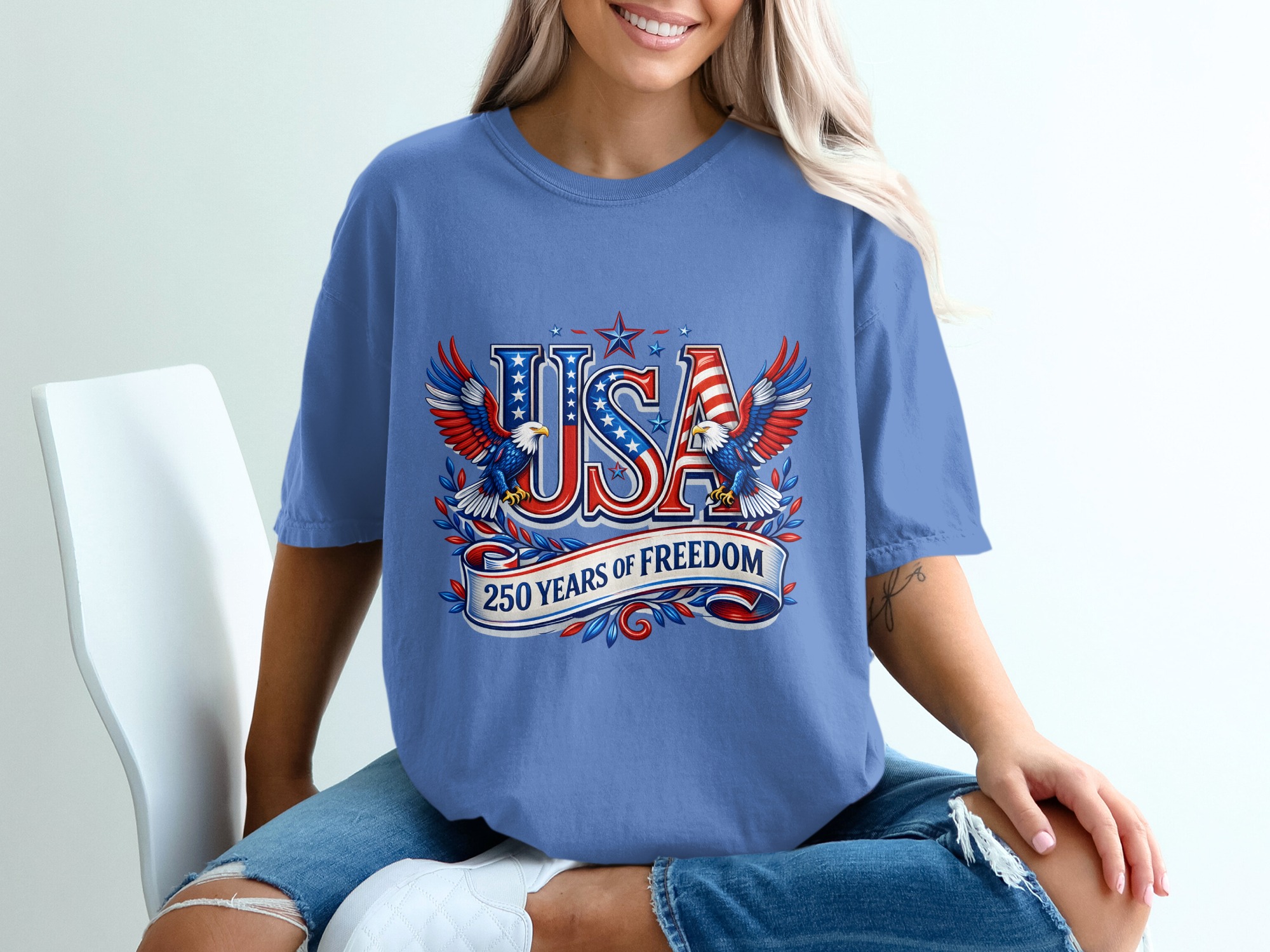 Patriotic USA 250 Years of Freedom T-Shirt | American Eagle Fourth of July Tee | US History Shirt Gift - Image 20
