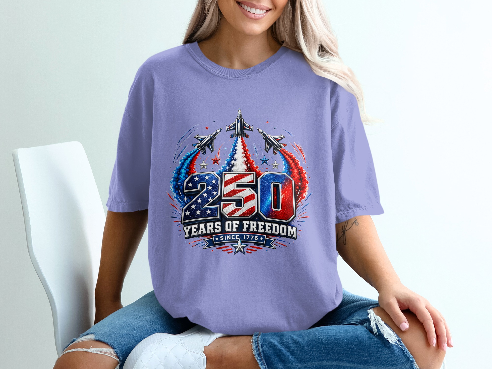 250 Years of Freedom T-Shirt | Patriotic US Independence Day Since 1776 Tee | Military Veteran American History Gift - Image 18
