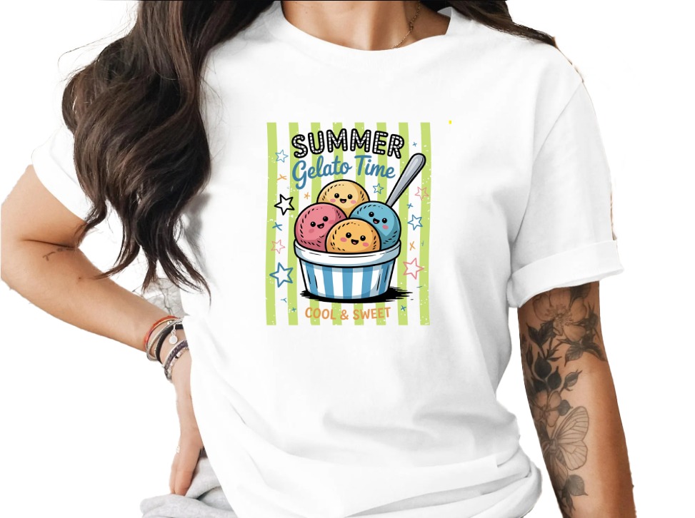 Comfort Colors® Summer Gelato Time T-Shirt, Cute Ice Cream Scoop Shirt, Kawaii Dessert Lover Tee, Foodie Vacation Gift, Sweet Apparel