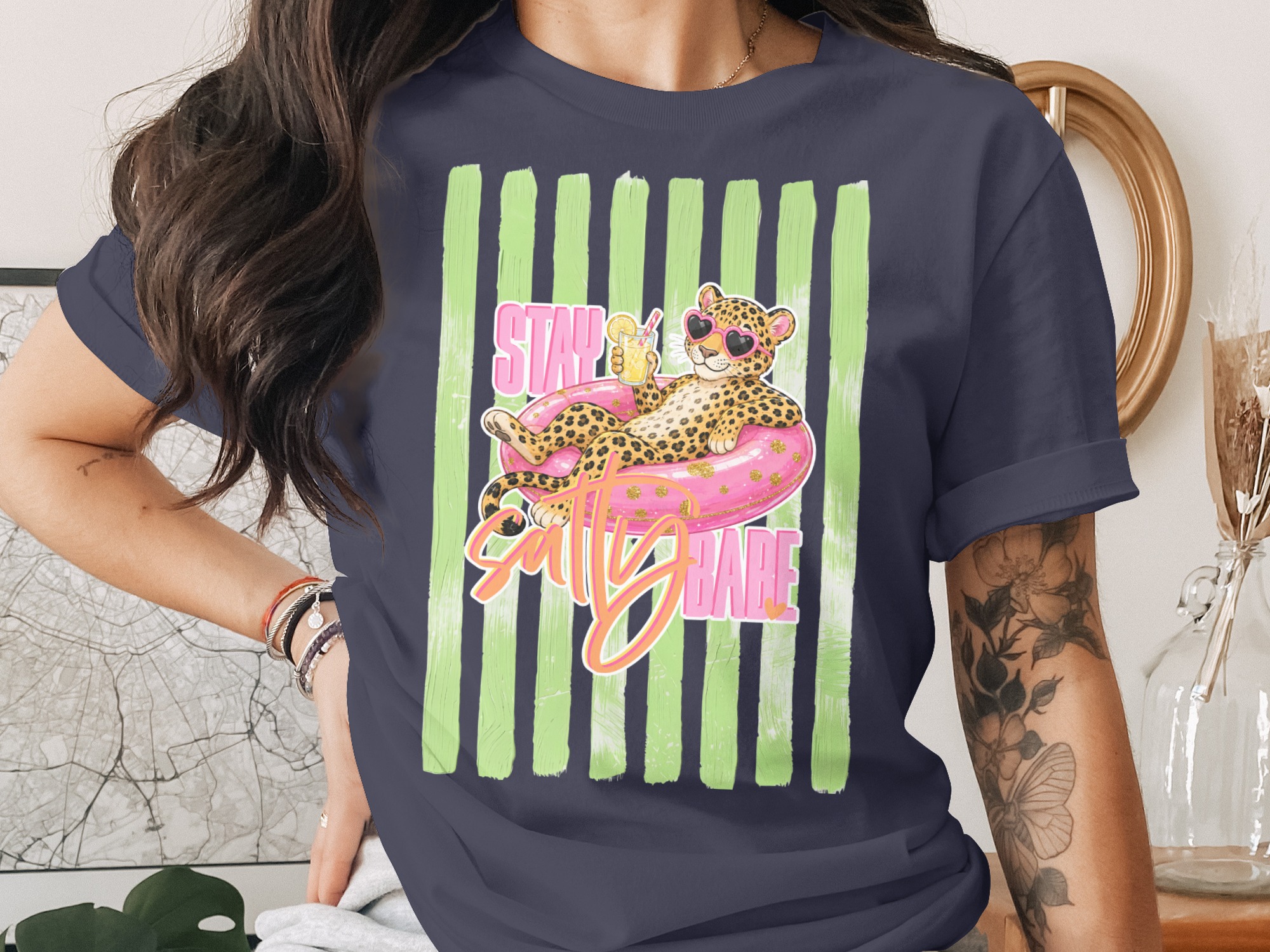Comfort Colors® Salty Babe Leopard T-Shirt, Summer Vacation Tee, Funny Animal Pool Shirt, Trendy Beach Trip Gift, Aesthetic Graphic Top - Image 3