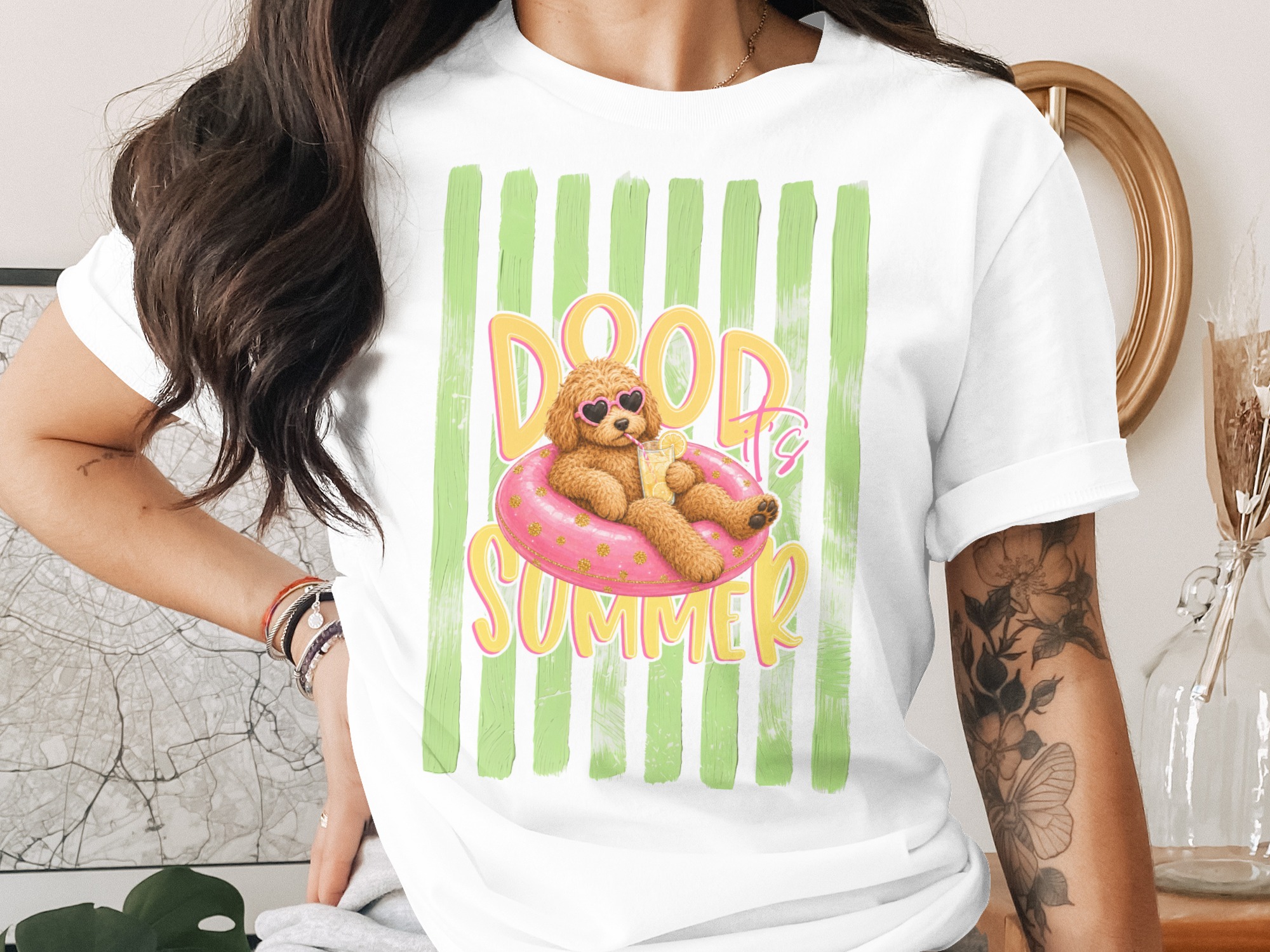 Comfort Colors® Dood Summer T-Shirt, Goldendoodle Pool Float Tee, Cute Dog Lover Graphic Shirt, Vacation Pet Mom Gift