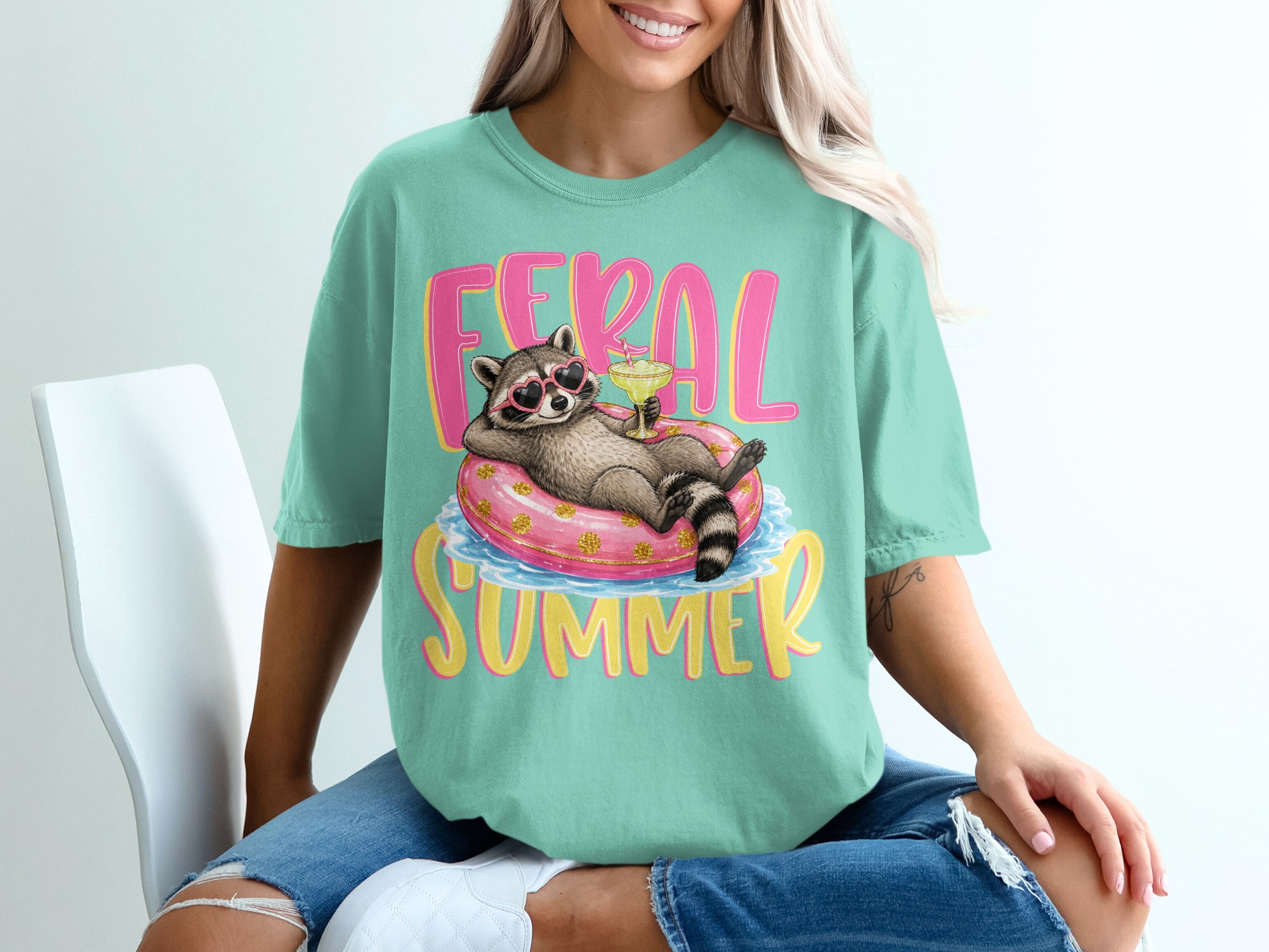 Feral Summer Raccoon T-Shirt, Funny Animal Lover Tee, Vacation Mode Shirt, Unbothered Raccoon Gift for Her, Cute Graphic Top - Image 10
