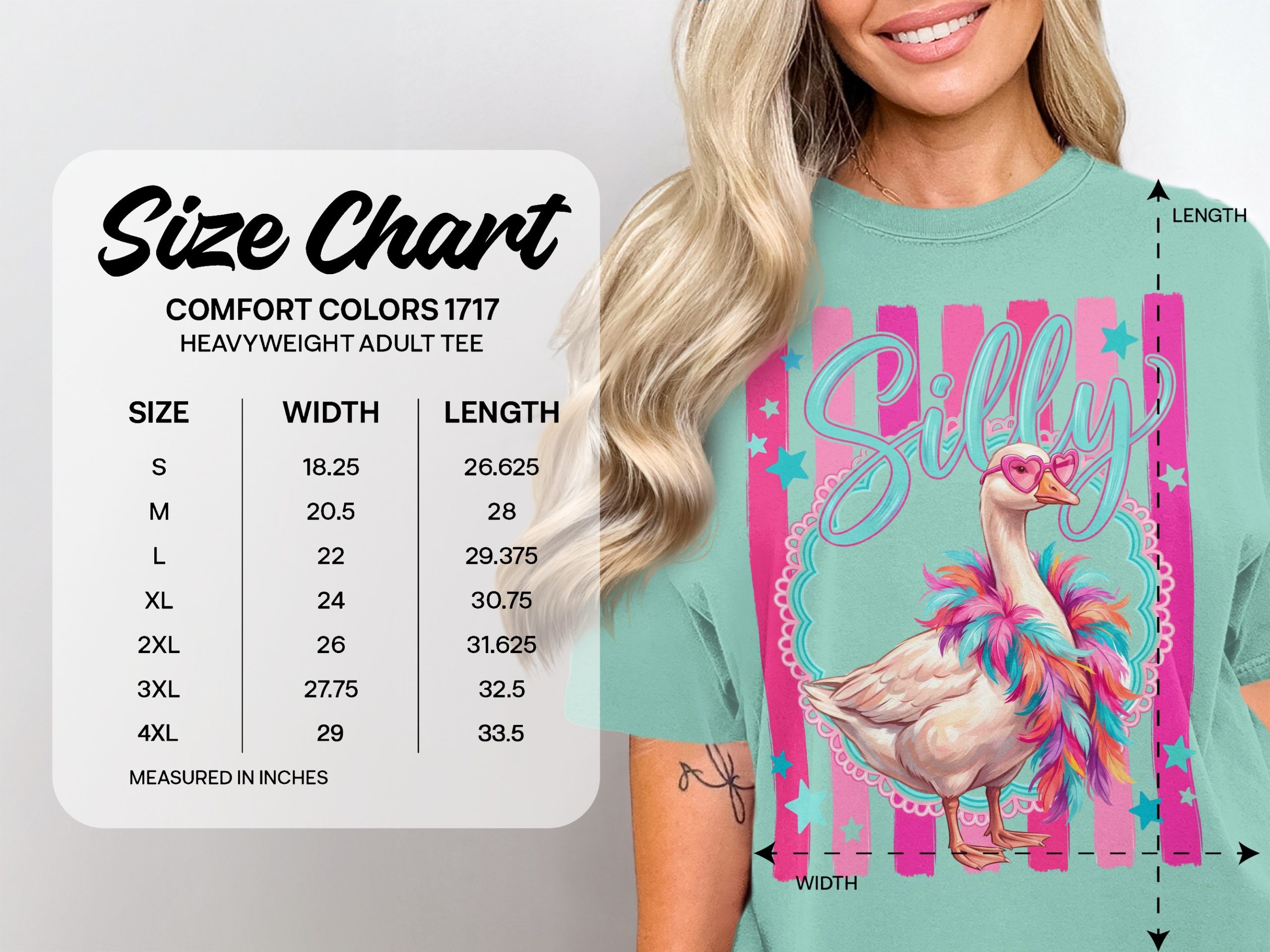 Silly Goose T-Shirt | Funny Goose Shirt with Heart Sunglasses & Faux Boa | Whimsical Animal Tee | Vibrant Aesthetic Gift - Image 4