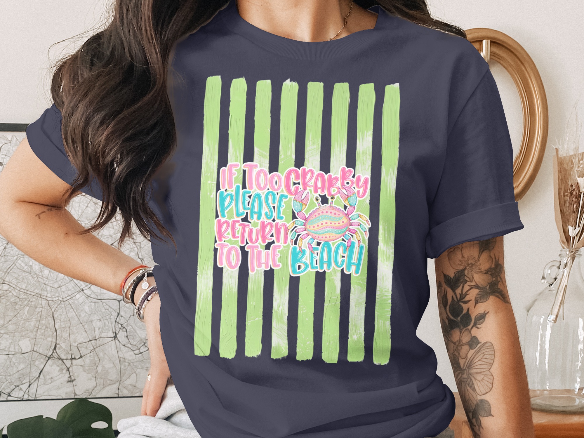 Comfort Colors® Crabby Beach T-Shirt, Funny Vacation Tee, Coastal Life Shirt, Summer Beach Trip Gift, Humorous Crab Graphic Tee for Her - Image 3
