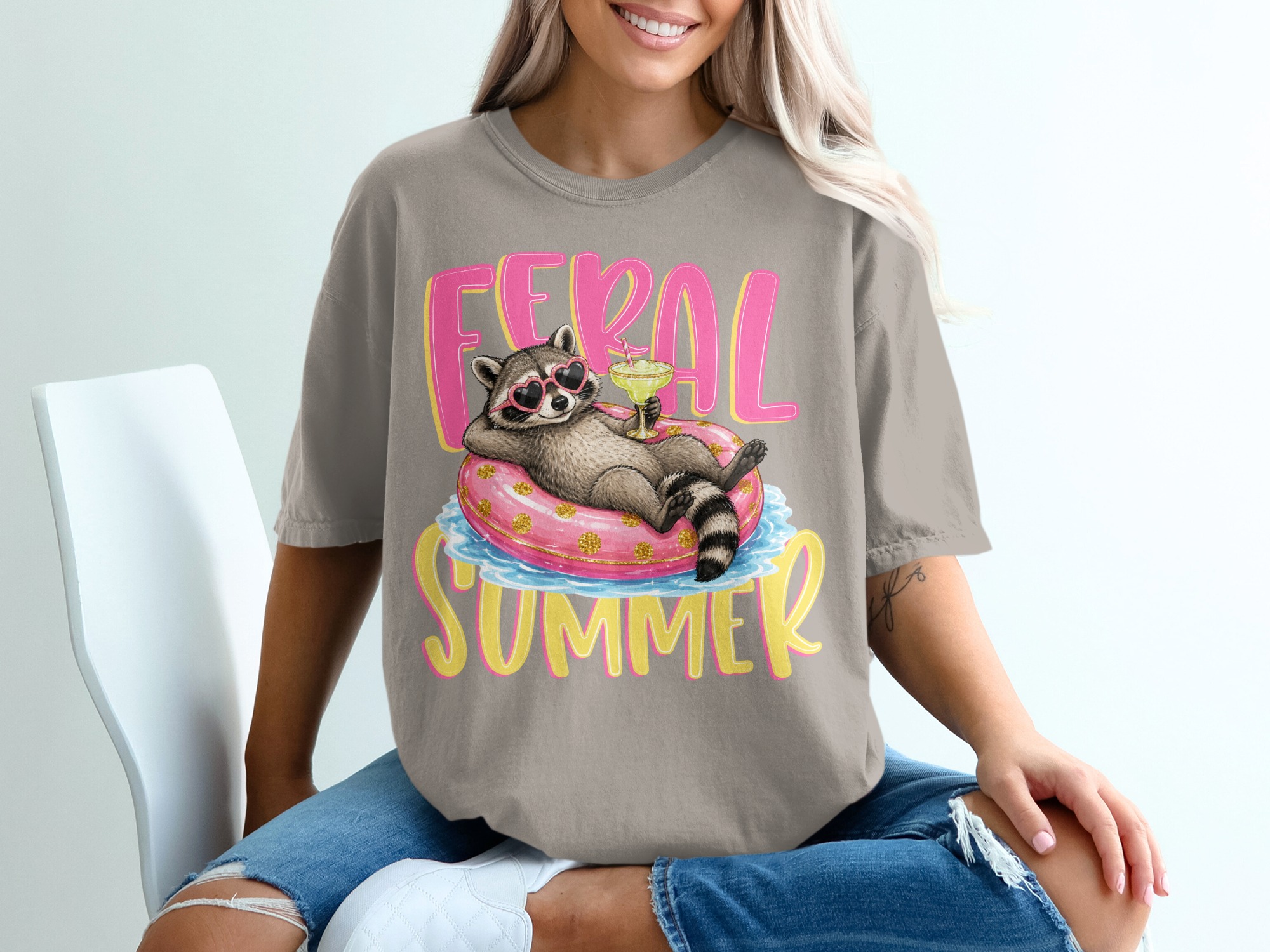 Feral Summer Raccoon T-Shirt, Funny Animal Lover Tee, Vacation Mode Shirt, Unbothered Raccoon Gift for Her, Cute Graphic Top - Image 11