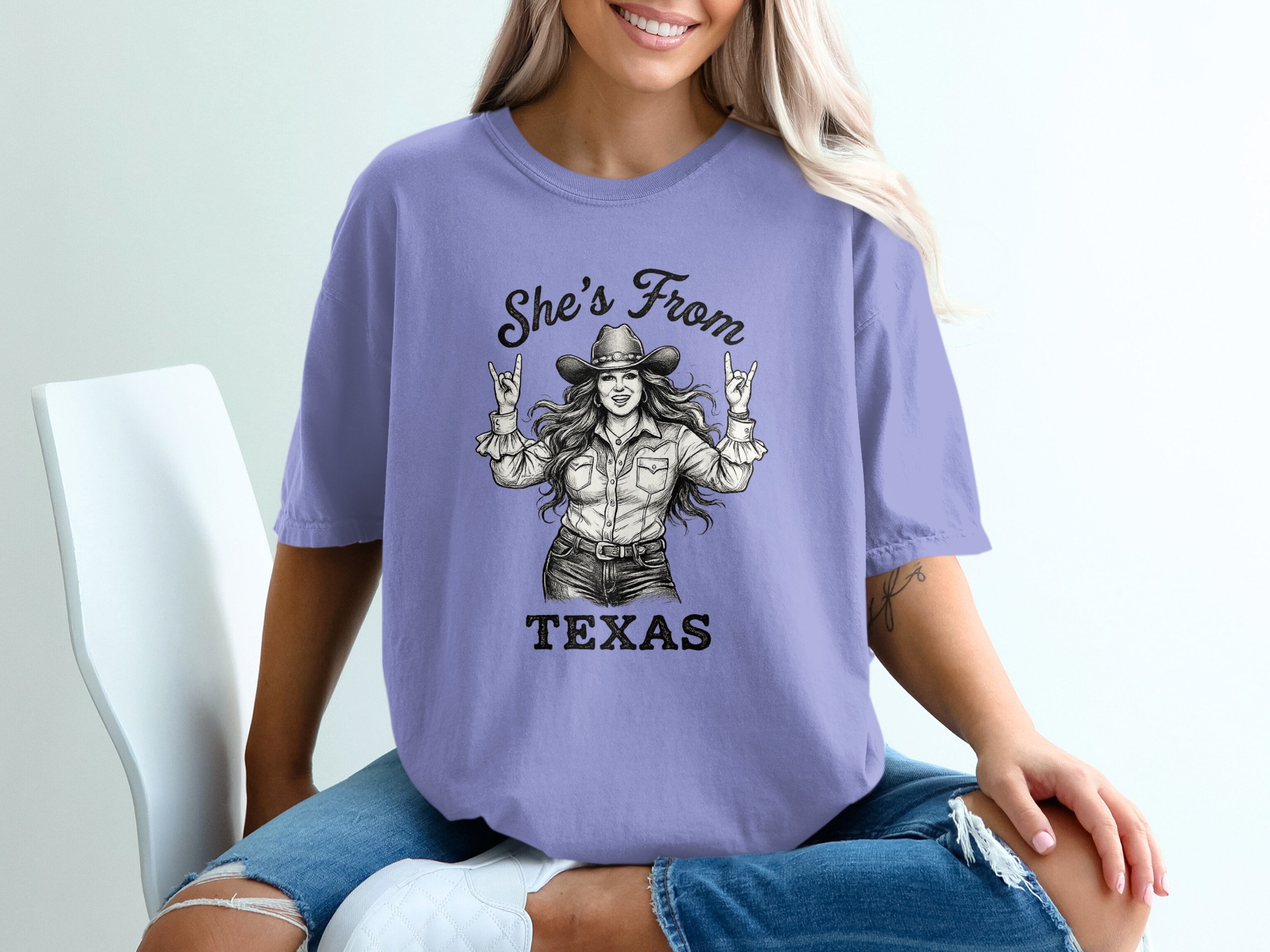 She's From Texas T-Shirt | Cowgirl Rock and Roll Tee | Southern Pride Gift for Her | Texas Girl Shirt | Nashville Concert Outfit | Rodeo - Image 18
