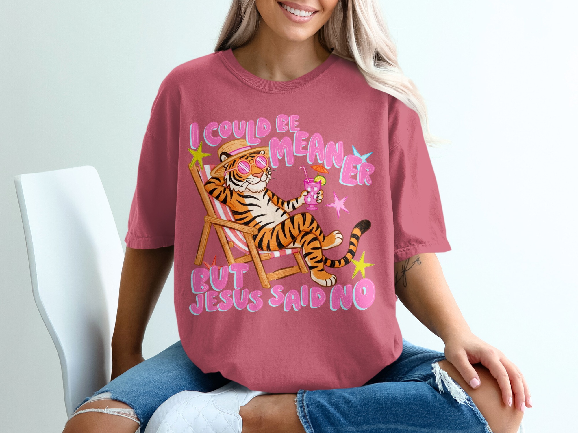 Sarcastic Jesus Said No T-Shirt, Funny Christian Meme Tee, Chill Tiger Vacation Shirt, Witty Faith Humor Gift, Bible Quote Tee - Image 15