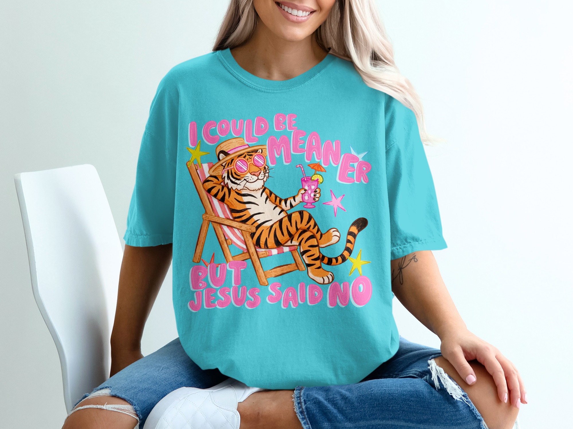 Sarcastic Jesus Said No T-Shirt, Funny Christian Meme Tee, Chill Tiger Vacation Shirt, Witty Faith Humor Gift, Bible Quote Tee - Image 9