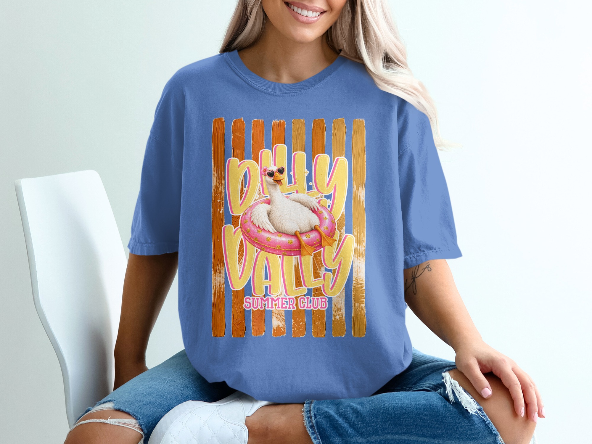 Comfort Colors® Dilly Dally Summer Club T-Shirt, Funny Duck Float Tee, Whimsical Summer Vacation Shirt, Relaxed Animal Lover Gift - Image 20