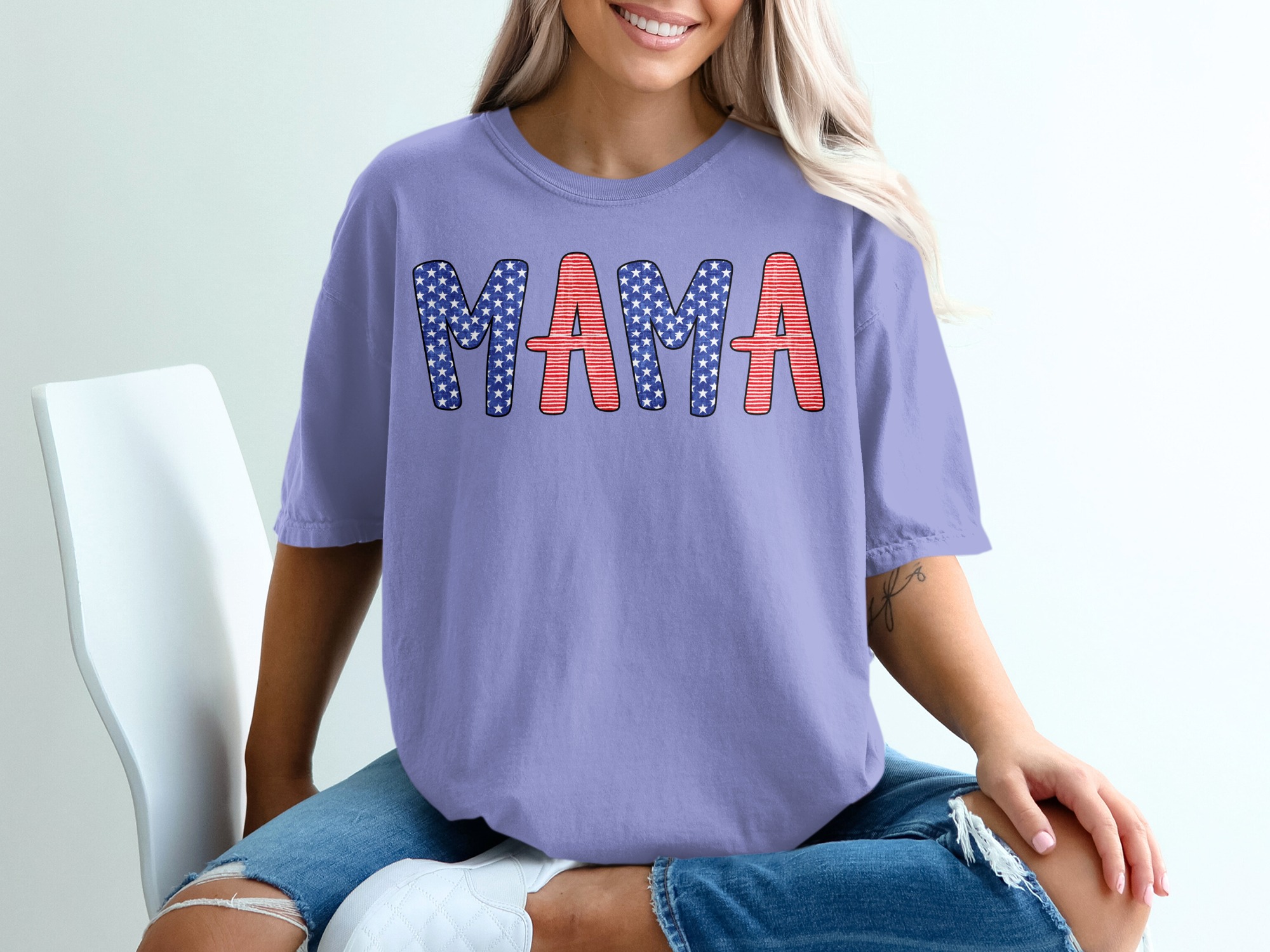 Patriotic Mama T-Shirt, American Flag Mama Shirt, Distressed Flag Mom Tee, 4th of July Mother's Day Gift for Her, USA Mom Life Apparel - Image 18