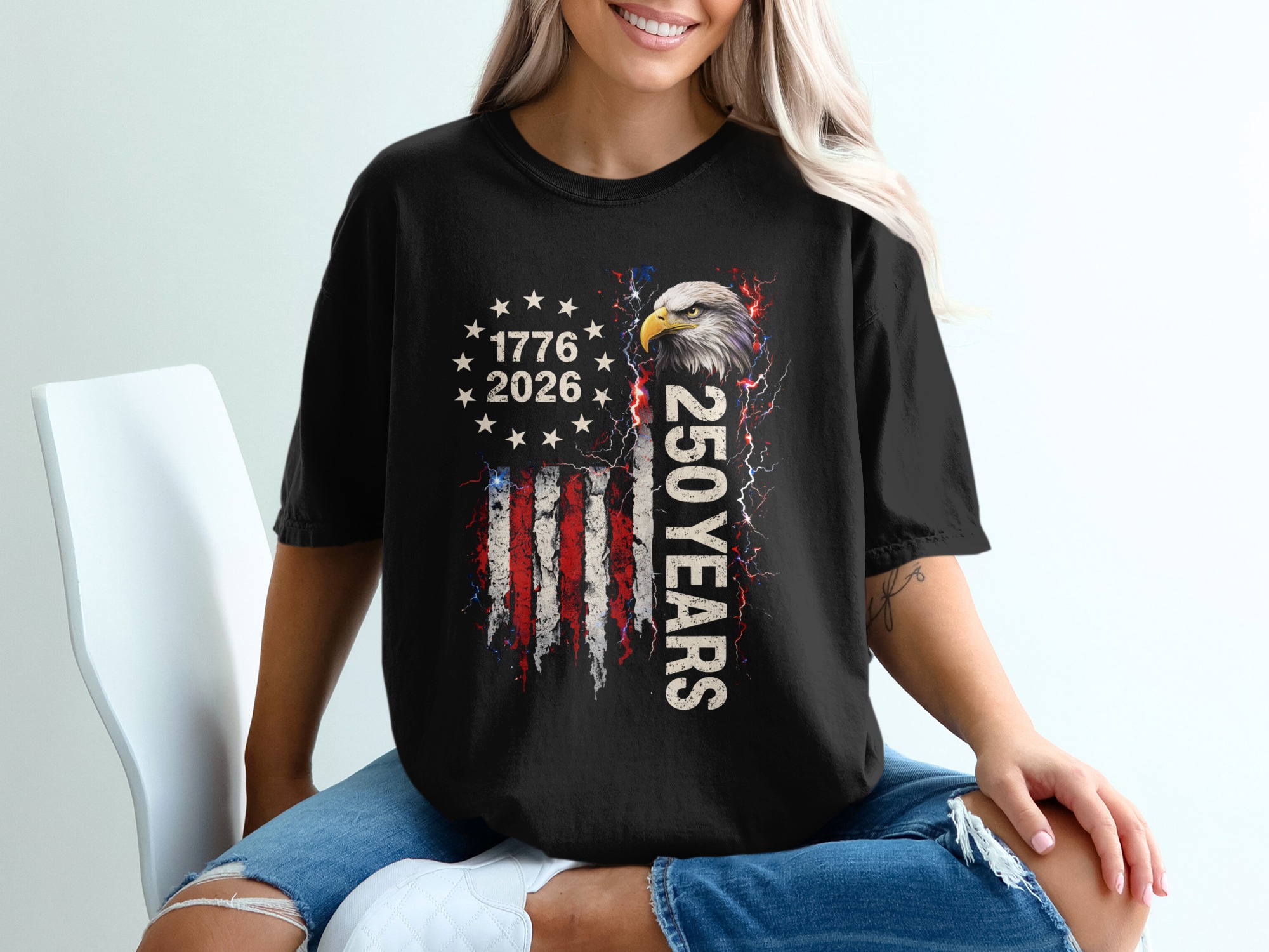 1776 2026 250 Years T-Shirt, Patriotic American Flag Eagle Tee, Distressed USA Independence Day Shirt, Commemorative Bicentennial Plus 50 - Image 5