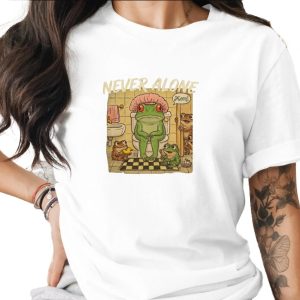 Comfort Colors® Never Alone Mom Frog T-Shirt, Funny Mom Life Humor Tee, Relatable Motherhood Gift, Cute Cottagecore Frog Lover Apparel