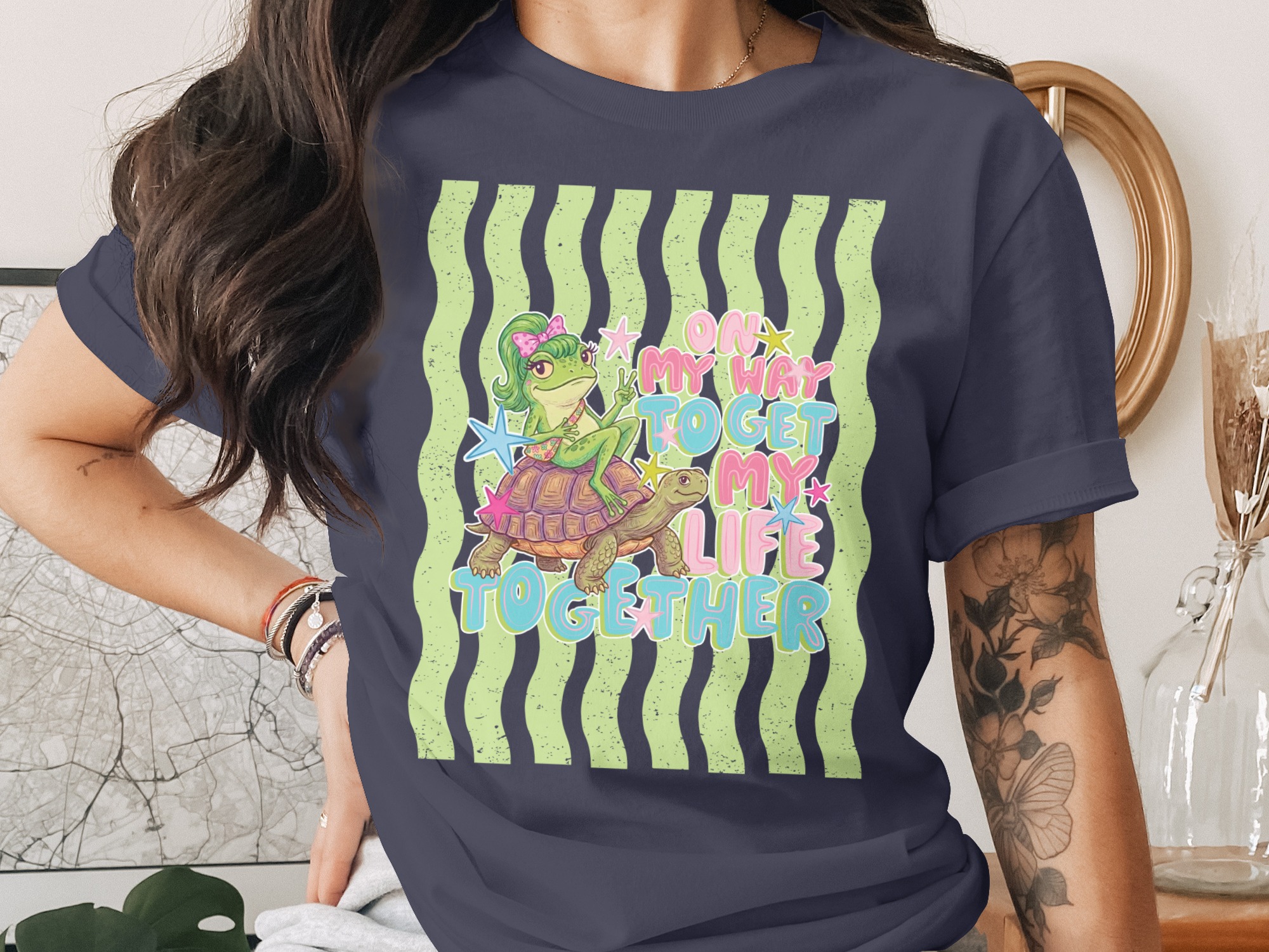 On My Way To Get My Life Together T-Shirt, Comfort Colors® Funny Frog & Turtle Tee, Relatable Humor Shirt, Gen Z Gift for Friend - Image 3
