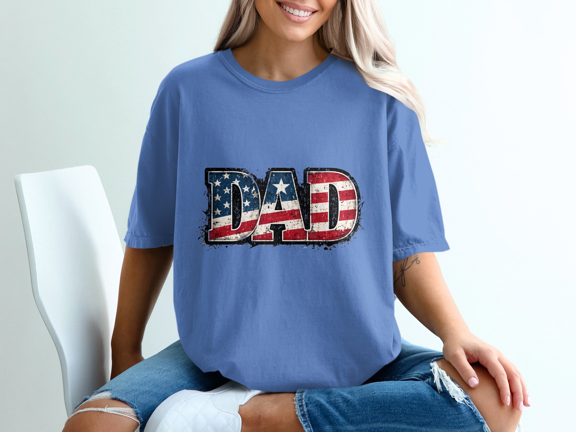 Comfort Colors® Dad T-Shirt, Patriotic American Flag Dad Shirt, Father's Day Gift, Distressed Flag Tee, Fourth of July, Gift for Papa - Image 20