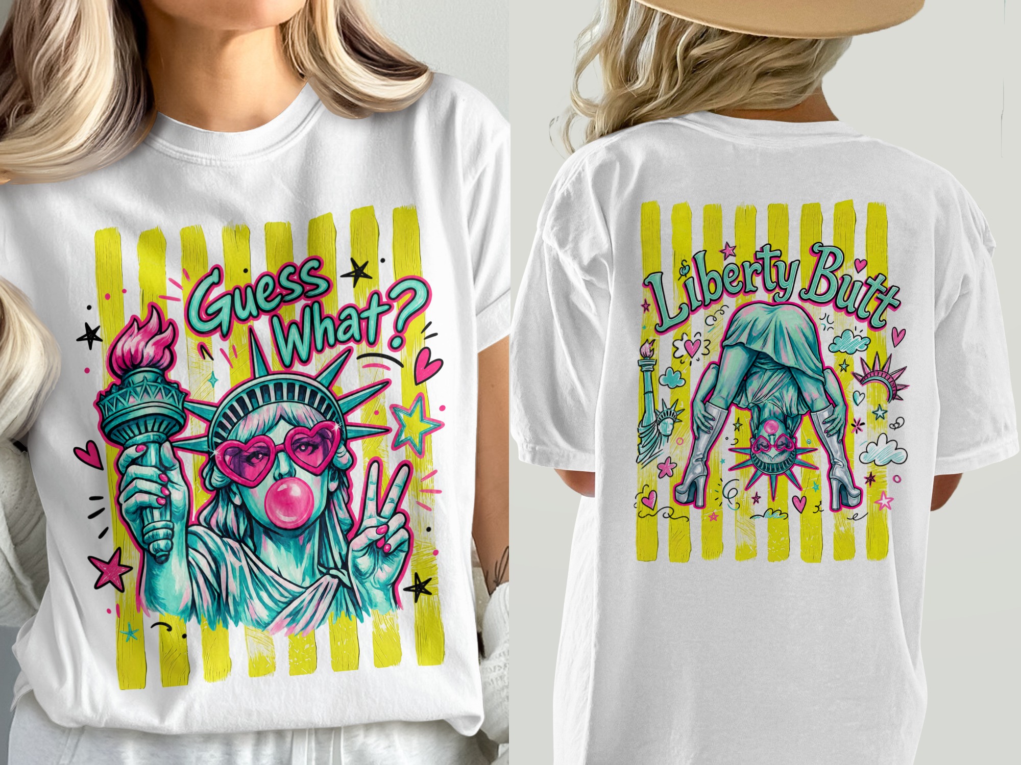Sassy Statue of Liberty T-Shirt, Comfort Colors ® Guess What? Pop Art Graphic Tee, Retro Y2K Style, Aesthetic Gift for Her, Feminist Shirt
