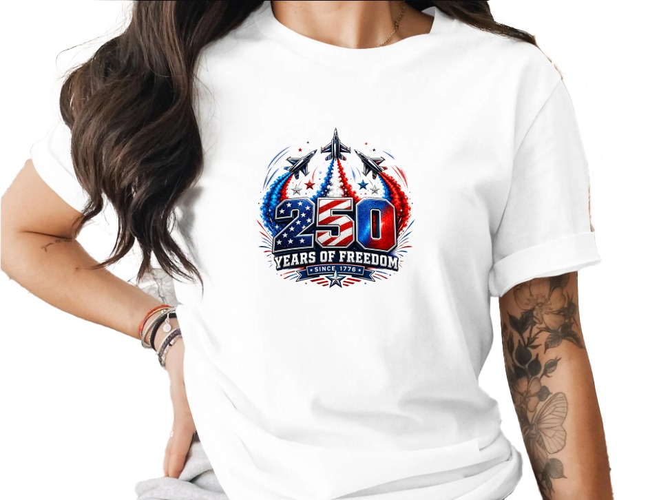 250 Years of Freedom T-Shirt | Patriotic US Independence Day Since 1776 Tee | Military Veteran American History Gift
