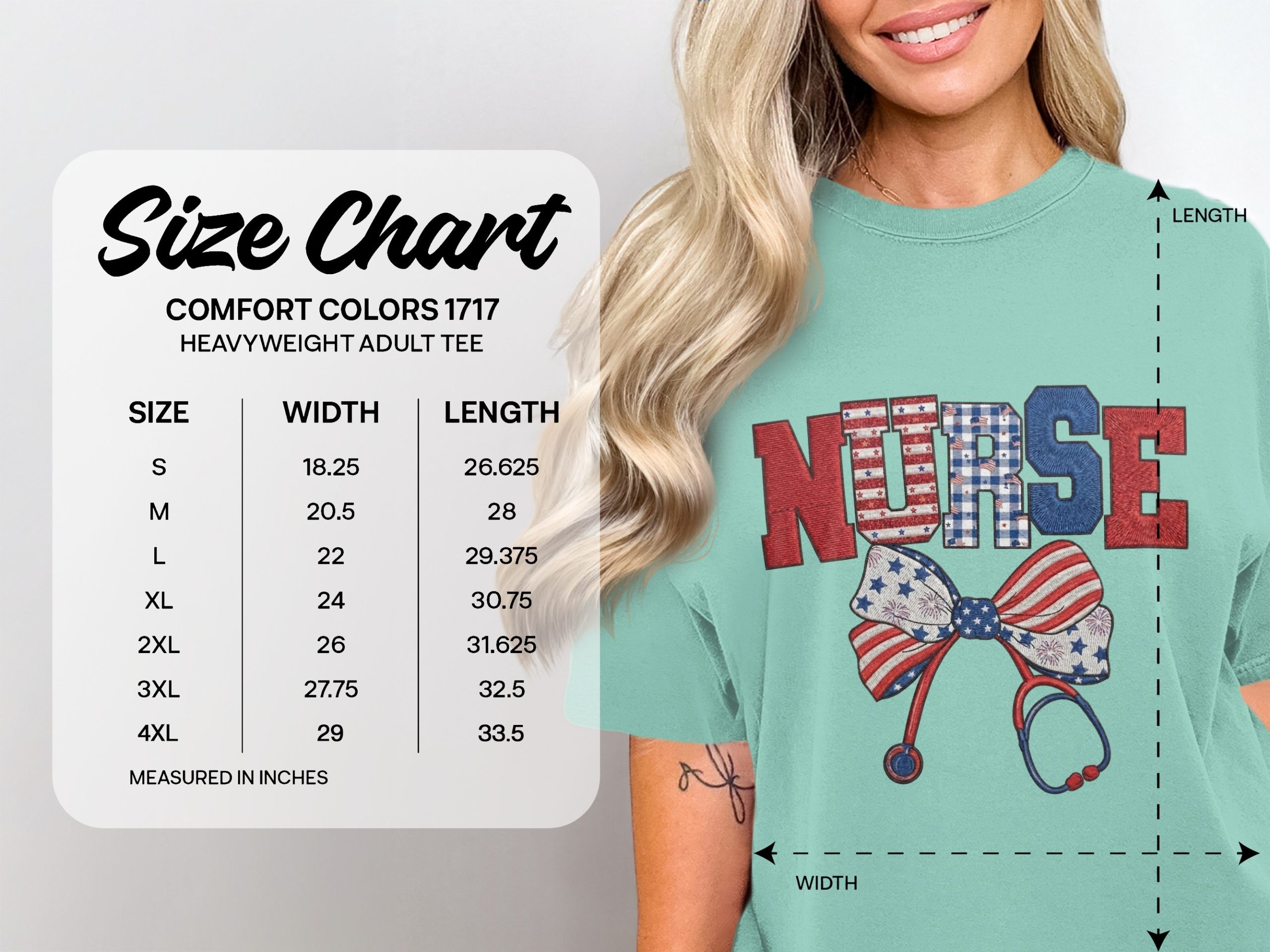 Comfort Colors® Patriotic Nurse T-Shirt, American Flag Nurse Tee, RN Gift, Stethoscope Shirt, Healthcare Hero, 4th of July, Nurse Graduation - Image 6