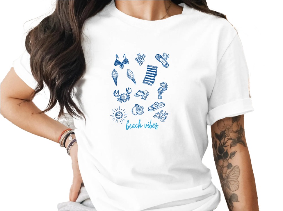 Comfort Colors® Beach Vibes T-Shirt, Coastal Life Summer Tee, Ocean Lover Vacation Shirt, Aesthetic Minimalist Beachy Graphic Top, Relaxed
