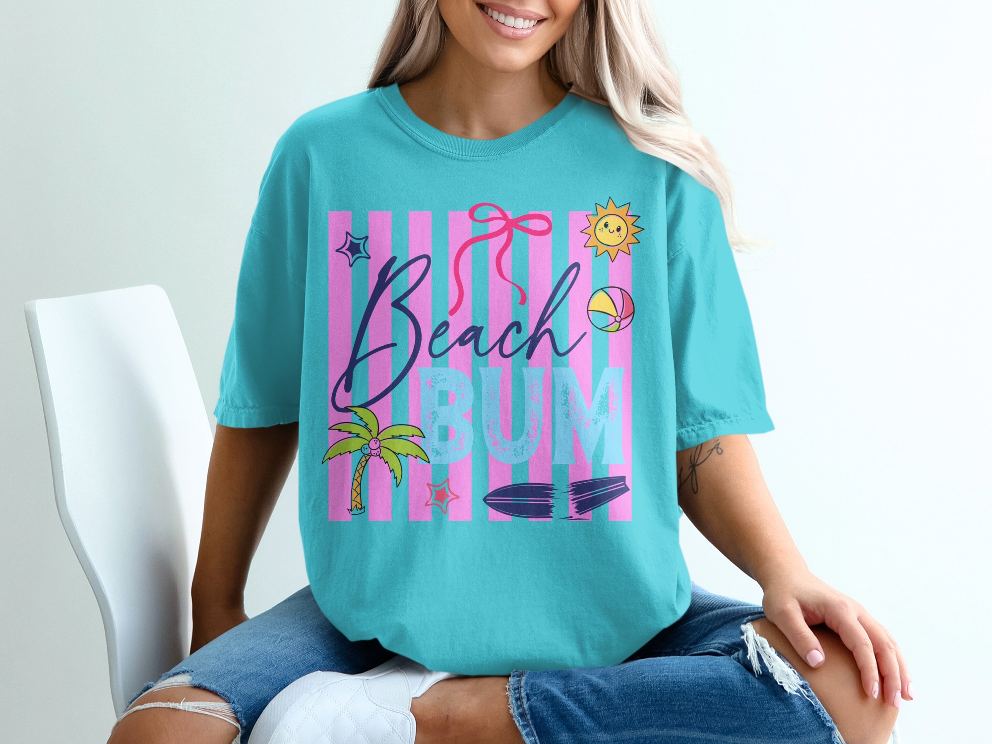 Beach Bum T-Shirt | Retro Summer Vacation Shirt for Women | Cute Beach Lover Tee | Girls Trip Gift Idea | Fun Ocean Vibe Apparel - Image 9