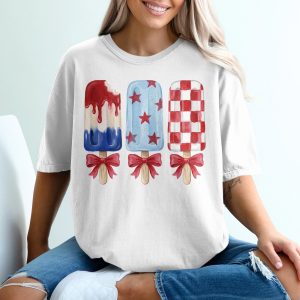 Patriotic Popsicle Comfort Colors ® T-Shirt, Fourth of July Ice Pop Tee, Summer USA Dessert Shirt, Red White Blue Americana Holiday Graphic