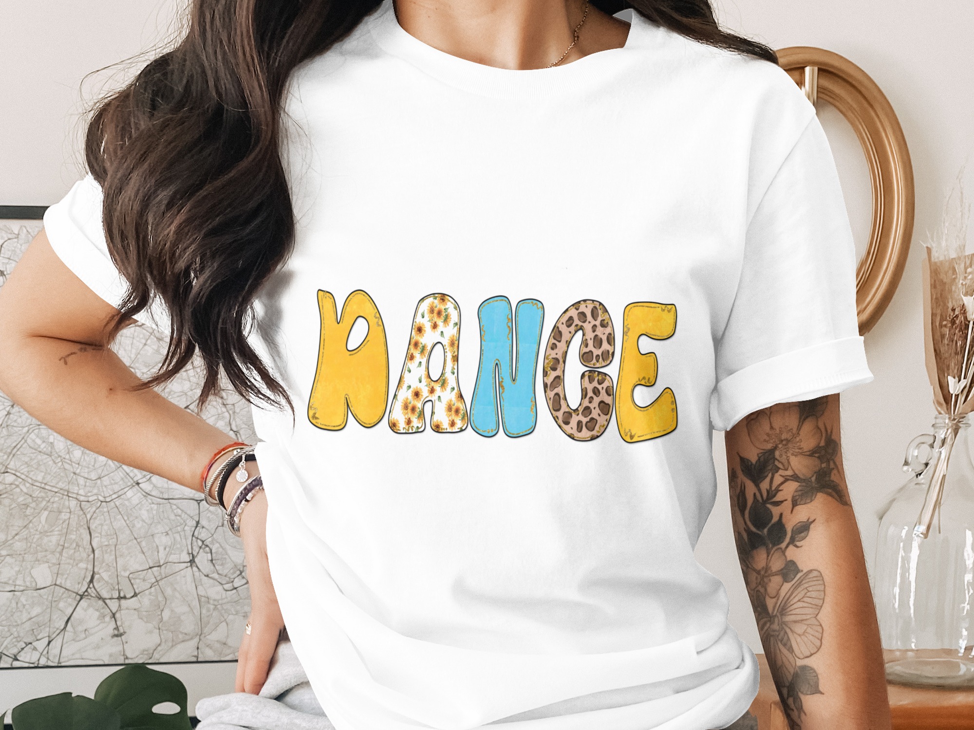 Groovy Dance Word Digital Download PNG, Sunflower Leopard Retro Letter Sublimation Design, Eclectic Faux Glitter Text File