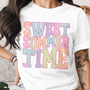 Sweet Summertime T-Shirt | Retro Pastel Graphic Tee | Vintage Summer Vacation Shirt | Distressed Aesthetic Gift For Her