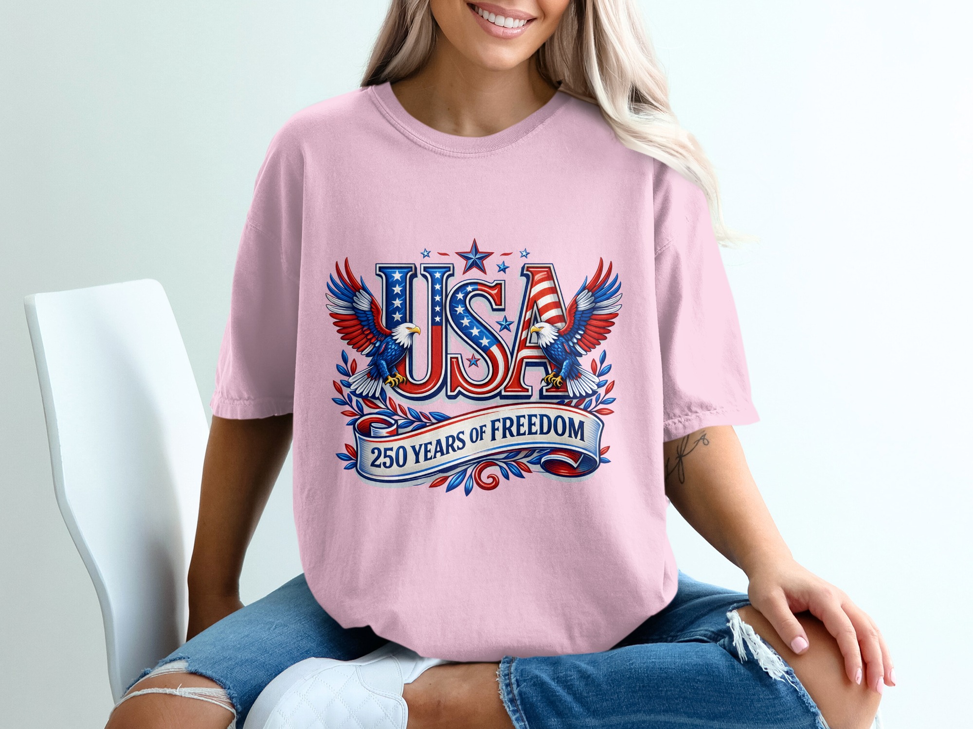 Patriotic USA 250 Years of Freedom T-Shirt | American Eagle Fourth of July Tee | US History Shirt Gift - Image 17