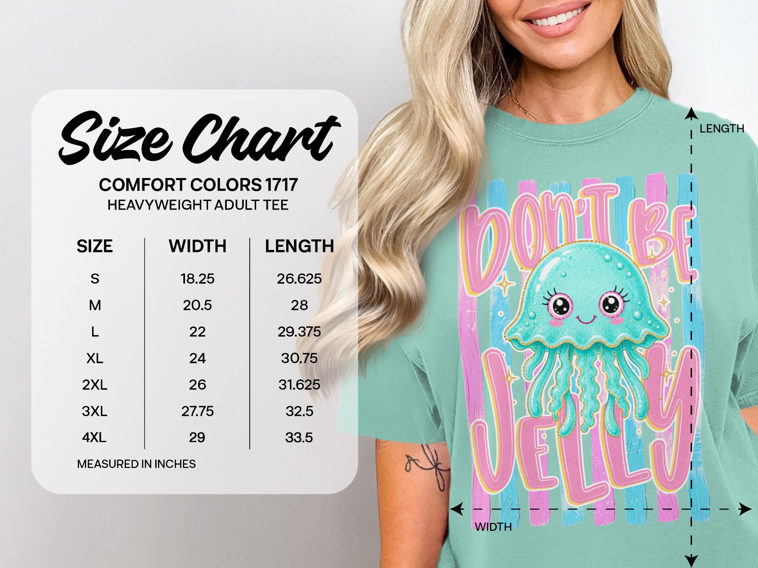 Comfort Colors ® Don't Be Jelly T-Shirt, Cute Kawaii Jellyfish Tee, Positive Vibes, Summer Ocean Lover Gift, Aesthetic Girl Shirt, Trendy - Image 6