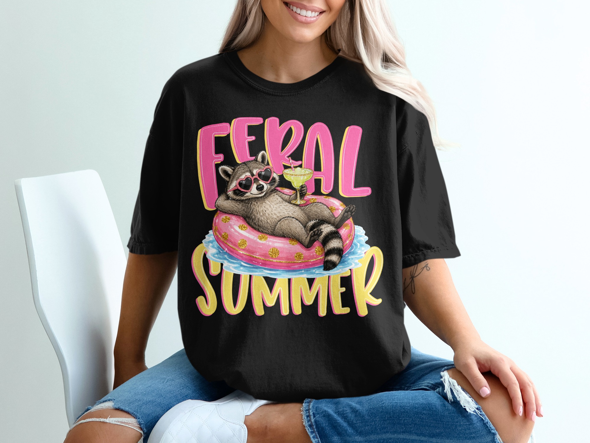 Feral Summer Raccoon T-Shirt, Funny Animal Lover Tee, Vacation Mode Shirt, Unbothered Raccoon Gift for Her, Cute Graphic Top - Image 8