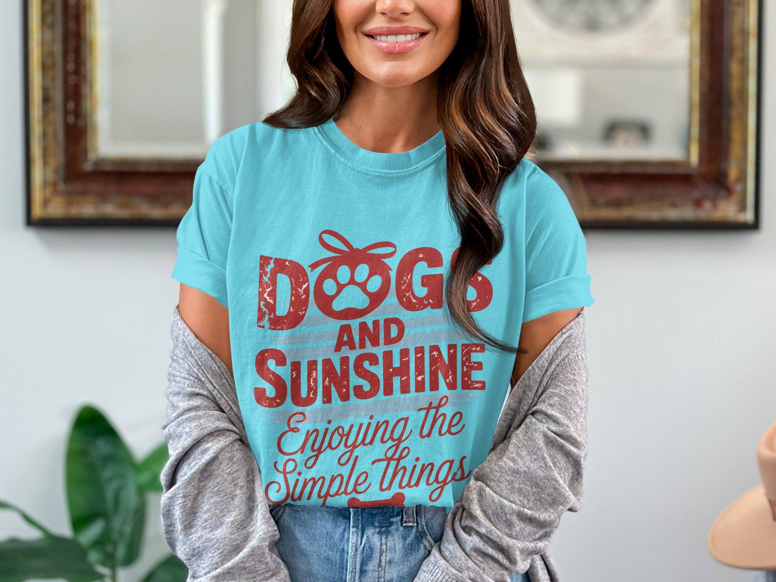 Dogs and Sunshine T-Shirt | Enjoying Simple Things Dog Lover Tee | Pet Parent Gift Shirt | Cozy Canine Life Apparel | Dog Mom Gift Top - Image 7