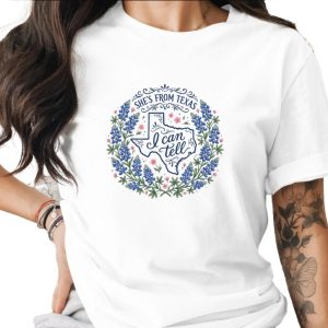 She's From Texas T-Shirt, Texas Bluebonnet Tee, Texas Girl Shirt, State Pride Apparel, Botanical Texas Gift