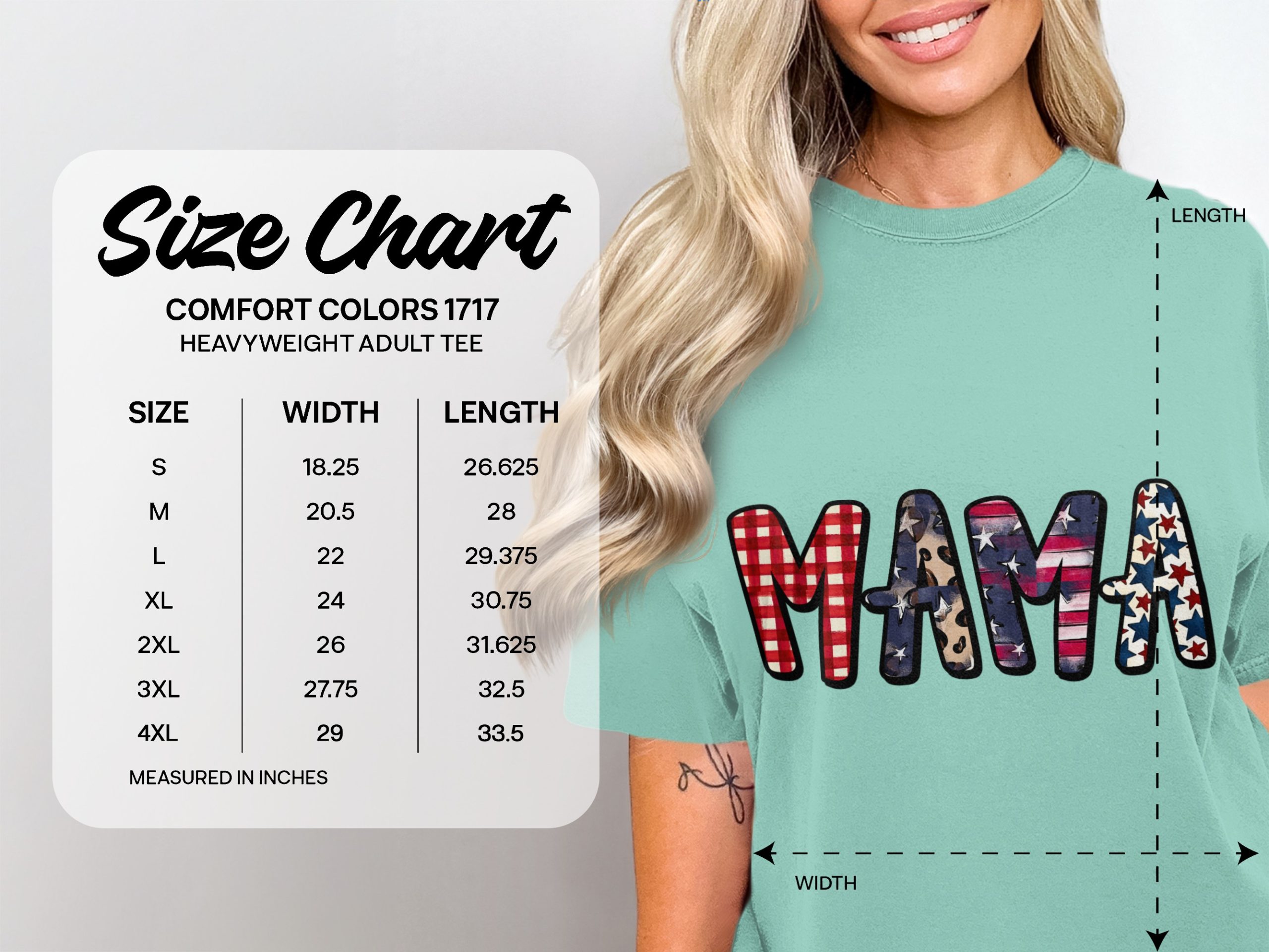 Patriotic Mama T-Shirt, American Flag Gingham Leopard Print Mom Life Tee, Distressed USA Stars Fourth of July Gift - Image 6