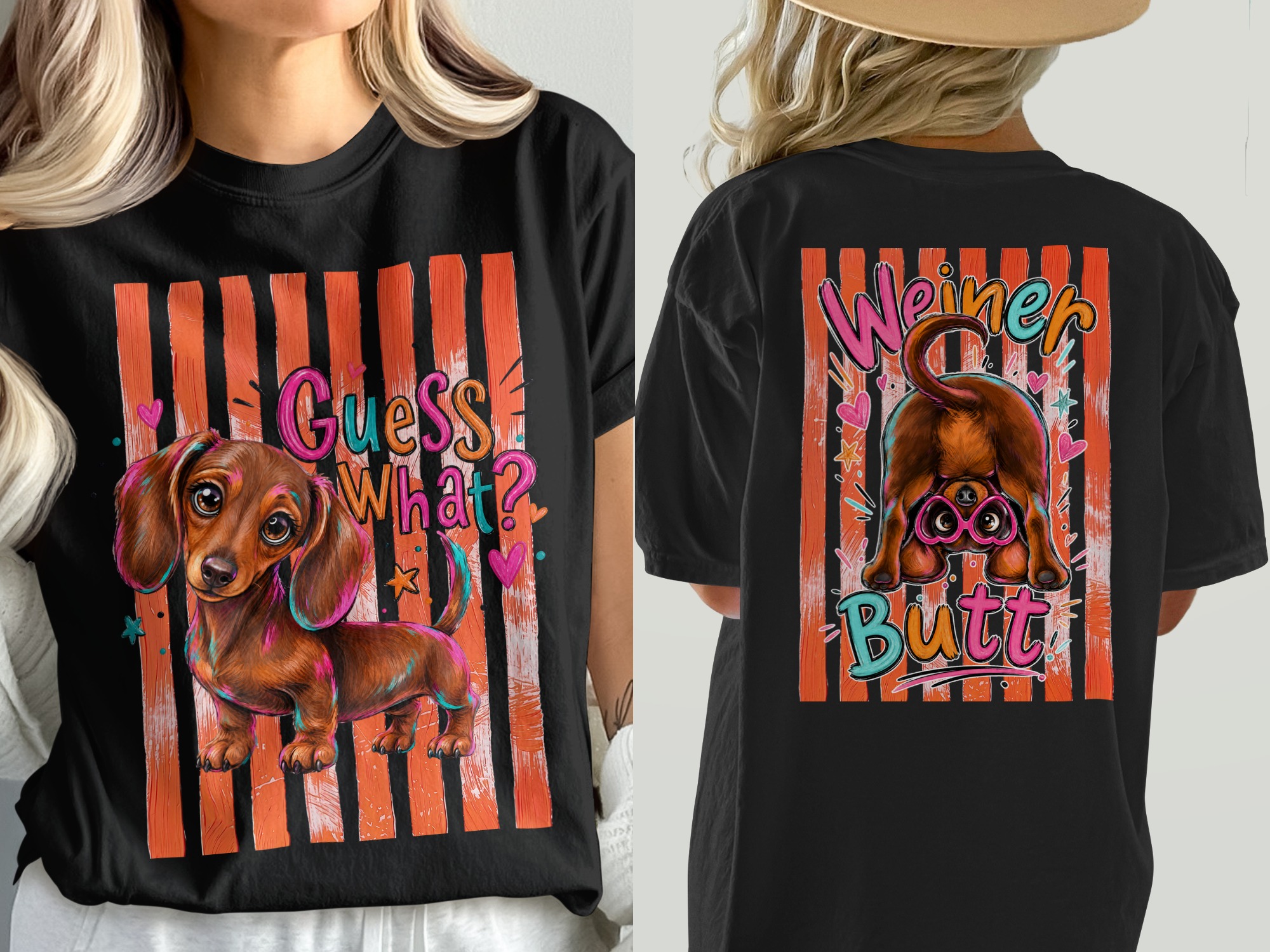 Playful Dachshund Comfort Colors ® T-Shirt, Cute Weenie Dog Graphic Tee with 'Guess What?' Design, Funny Dog Mom Gift, Pet Lover Apparel - Image 5