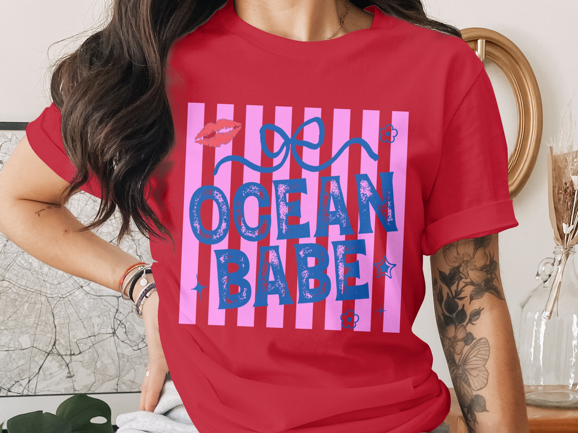 Ocean Babe T-Shirt, Y2K Beach Vacation Tee, Trendy Summer Shirt for Her, Coastal Aesthetic Top, Fun Bachelorette Trip Gift - Image 4