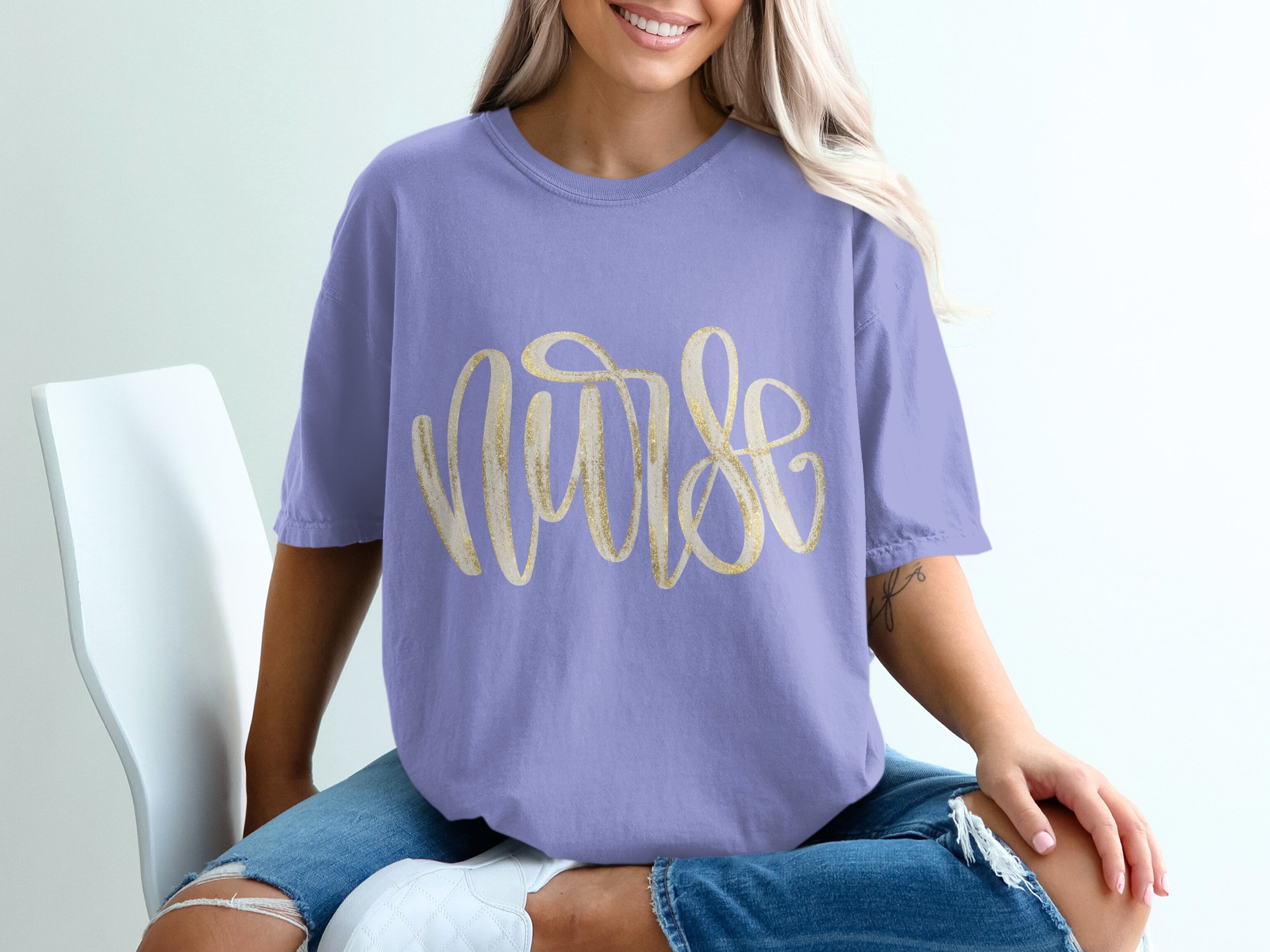Nurse T-Shirt | Faux Gold Glitter Nurse Gift for RN Graduation & Appreciation Week | Healthcare Worker Tee - Image 18