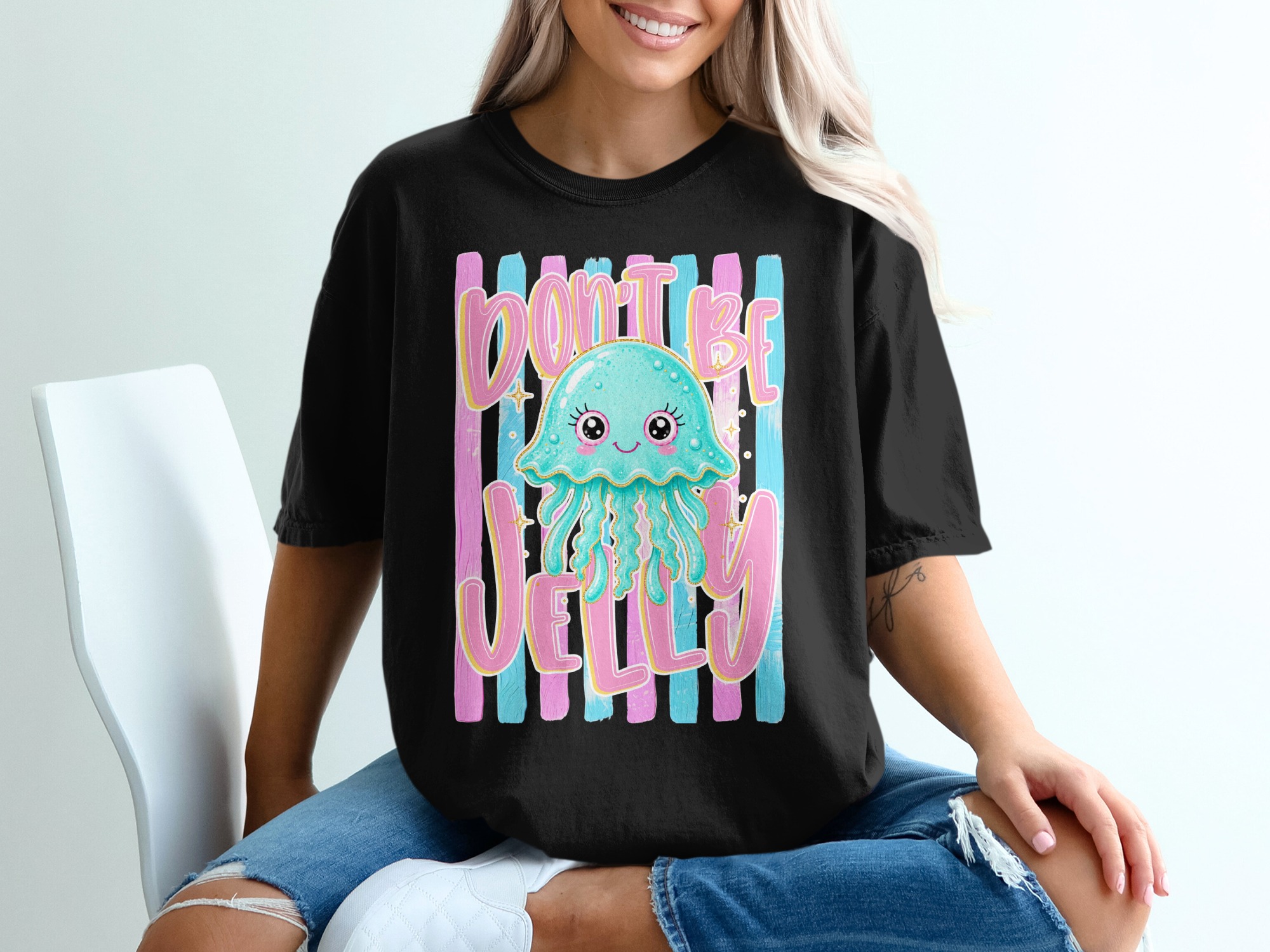 Comfort Colors ® Don't Be Jelly T-Shirt, Cute Kawaii Jellyfish Tee, Positive Vibes, Summer Ocean Lover Gift, Aesthetic Girl Shirt, Trendy - Image 8
